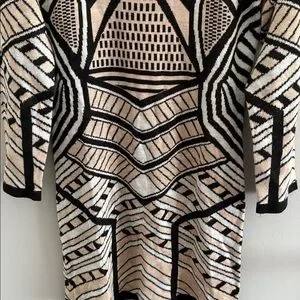 AKIRA | Dresses | Akira Black And Cream Patterned Long Sleeve Sweater Dress  | Poshmark